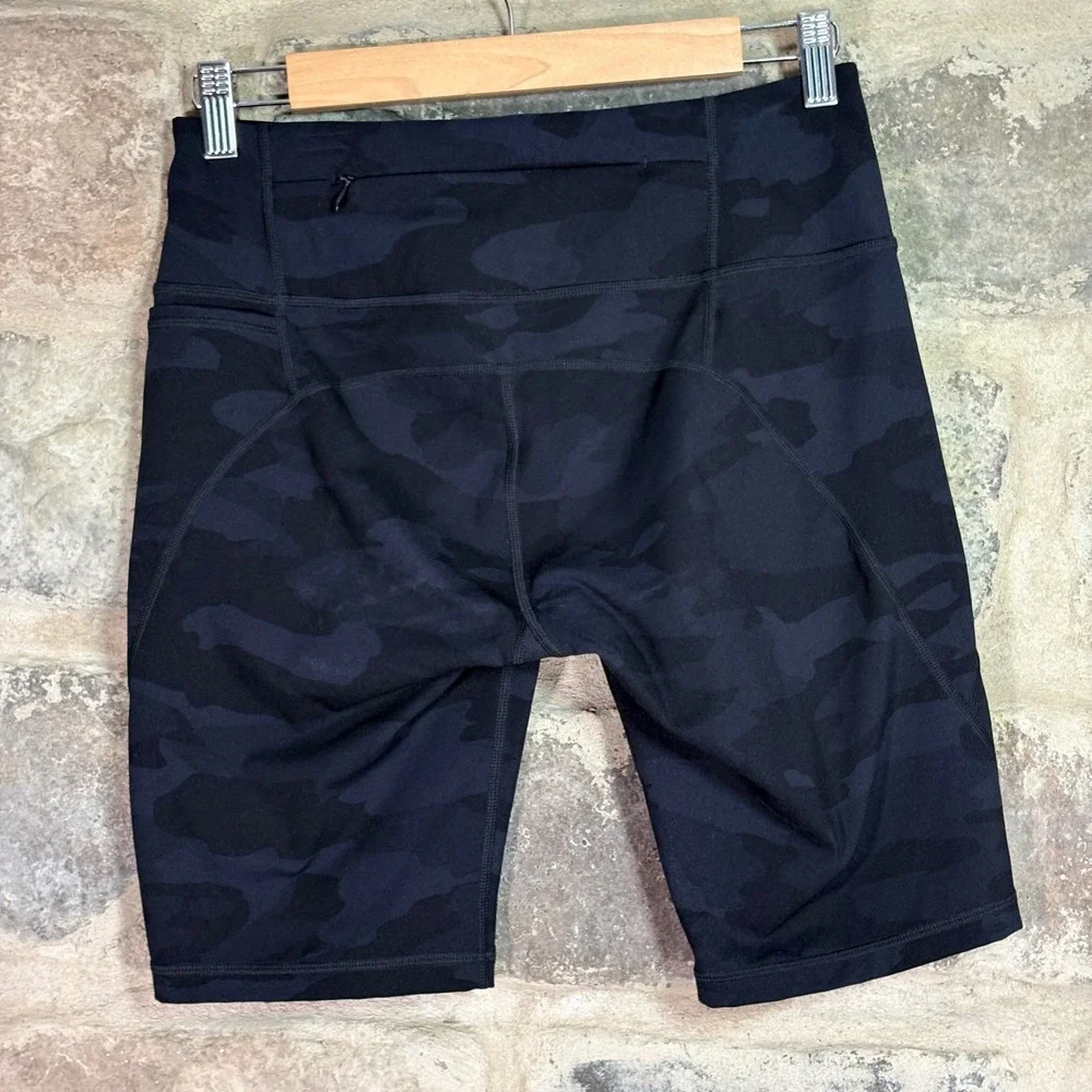 Sweaty Betty Power 9 Inch Cycling Shorts Black Camo Womens Size 8 Gymwear Yoga